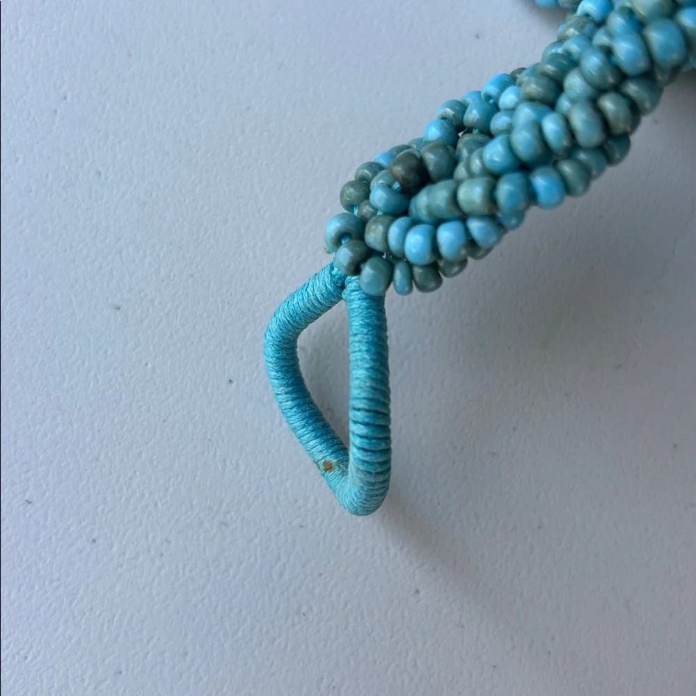 Blue Braided Beaded Red Rope Belt